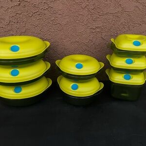Tupperware Green and Yellow Containers Set